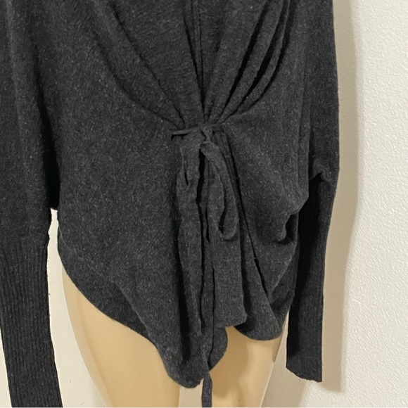 Remain gray Angora soft v neck dolman sleeve front tie sweater top Fall Winter S - Picture 5 of 9